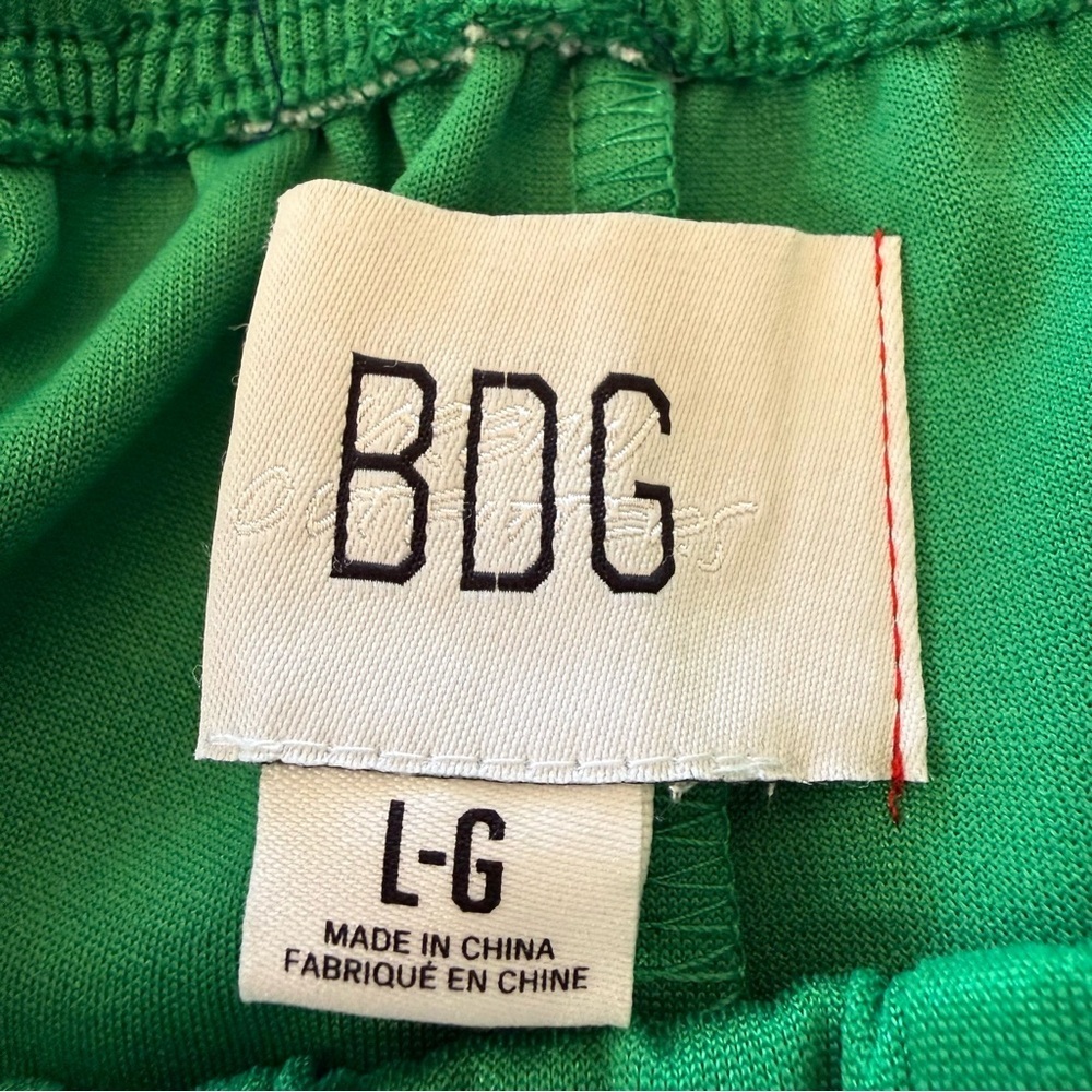 BDG Josie Tricot High-Waisted Flare Pants Bright Green Elastic Waist Retro Large - Picture 2 of 16